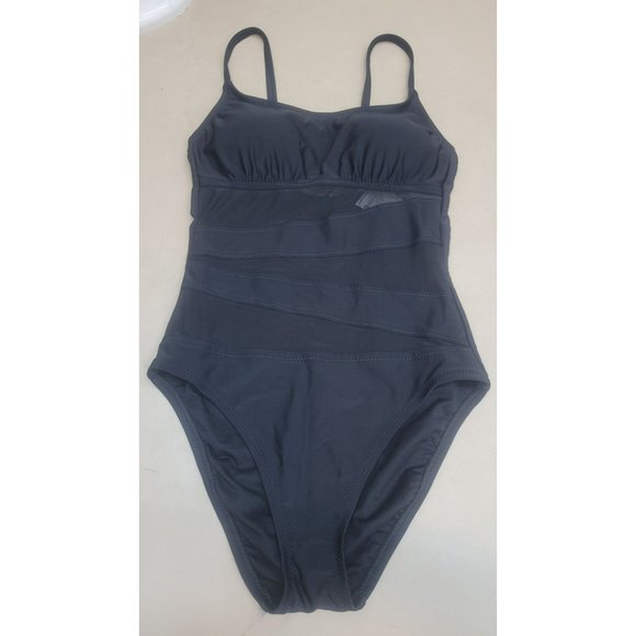 Women's Mesh Front One Piece Swimsuit Shade & Shore Black Small - Picture 7 of 7